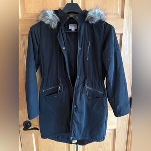 Mossimo Supply Co. Women's Black Jacket with Faux Fur Hood
